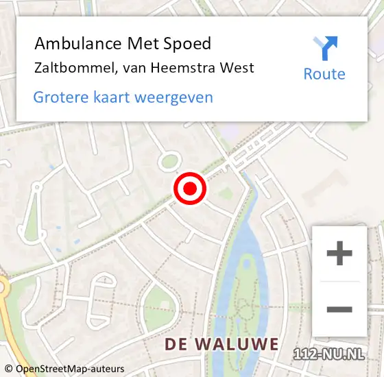 Locatie op kaart van de 112 melding: Ambulance Met Spoed Naar Zaltbommel, van Heemstra West op 29 november 2020 13:04