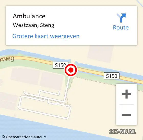 Locatie op kaart van de 112 melding: Ambulance Westzaan, Steng op 29 november 2020 13:24