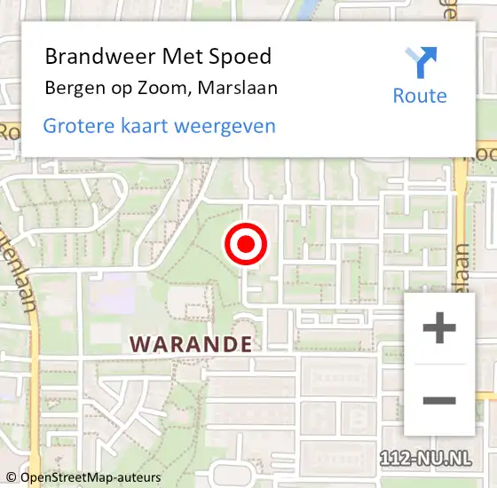 Locatie op kaart van de 112 melding: Brandweer Met Spoed Naar Bergen op Zoom, Marslaan op 29 november 2020 14:41