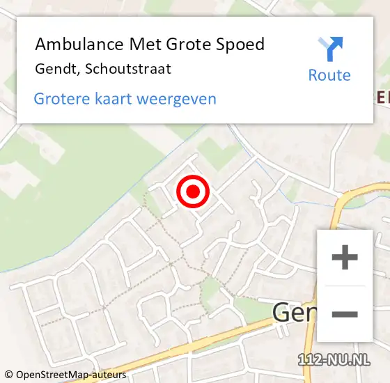 Locatie op kaart van de 112 melding: Ambulance Met Grote Spoed Naar Gendt, Schoutstraat op 29 november 2020 15:03