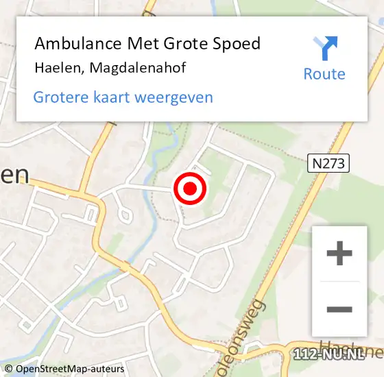 Locatie op kaart van de 112 melding: Ambulance Met Grote Spoed Naar Haelen, Magdalenahof op 29 november 2020 15:24