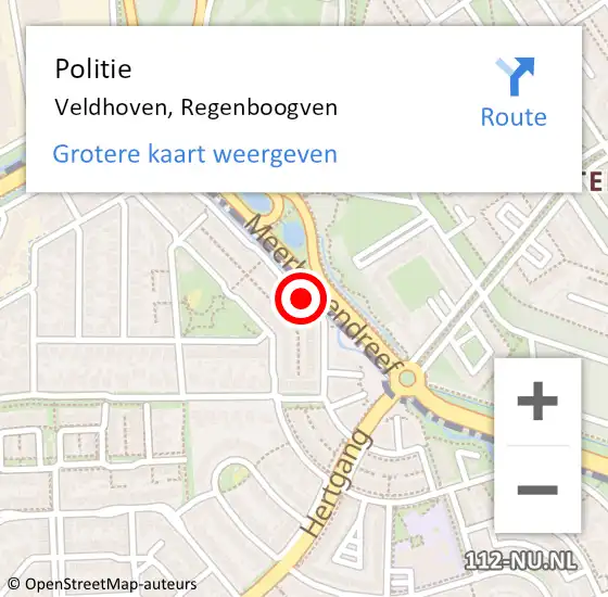Locatie op kaart van de 112 melding: Politie Veldhoven, Regenboogven op 29 november 2020 15:30