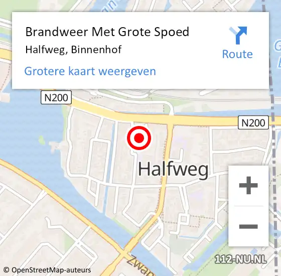 Locatie op kaart van de 112 melding: Brandweer Met Grote Spoed Naar Halfweg, Binnenhof op 29 november 2020 15:37