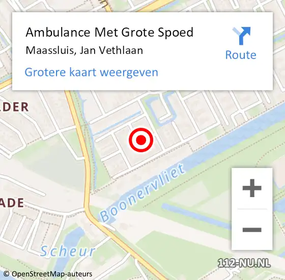 Locatie op kaart van de 112 melding: Ambulance Met Grote Spoed Naar Maassluis, Jan Vethlaan op 29 november 2020 15:53