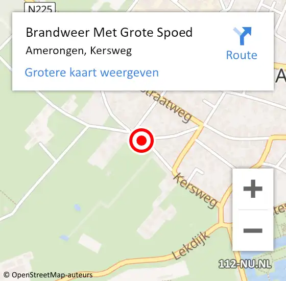 Locatie op kaart van de 112 melding: Brandweer Met Grote Spoed Naar Amerongen, Kersweg op 29 november 2020 16:58