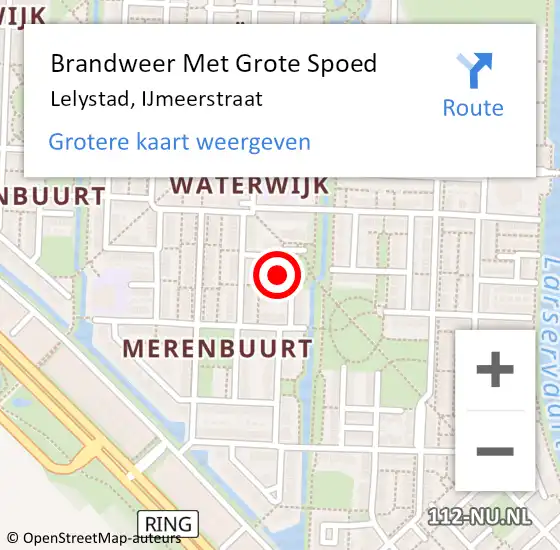 Locatie op kaart van de 112 melding: Brandweer Met Grote Spoed Naar Lelystad, IJmeerstraat op 29 november 2020 18:26