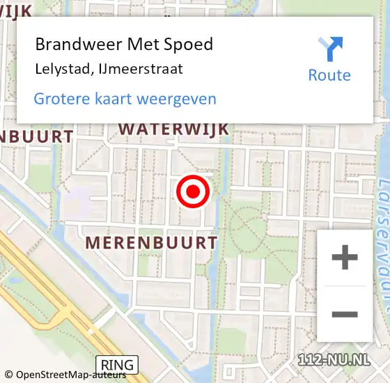 Locatie op kaart van de 112 melding: Brandweer Met Spoed Naar Lelystad, IJmeerstraat op 29 november 2020 18:34