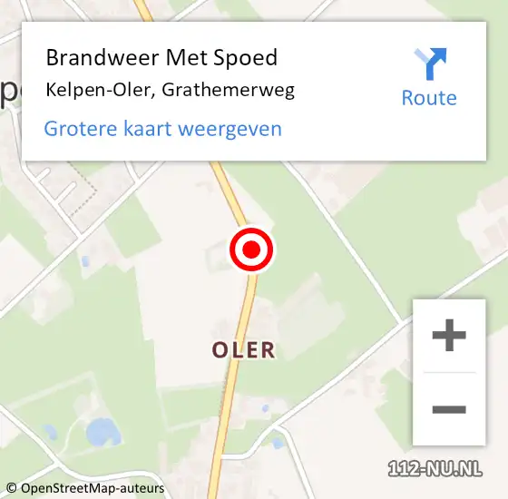 Locatie op kaart van de 112 melding: Brandweer Met Spoed Naar Kelpen-Oler, Grathemerweg op 29 november 2020 18:49