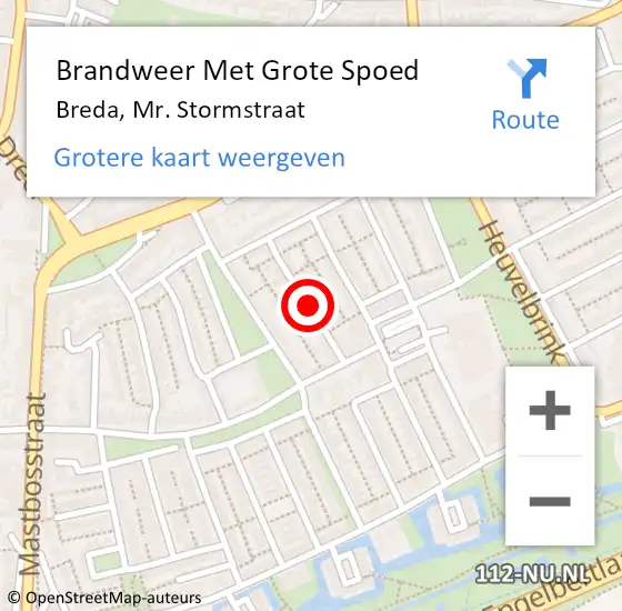 Locatie op kaart van de 112 melding: Brandweer Met Grote Spoed Naar Breda, Mr. Stormstraat op 29 november 2020 21:56