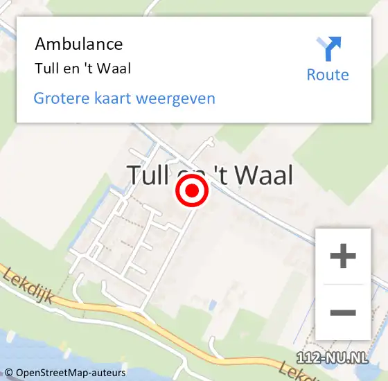 Locatie op kaart van de 112 melding: Ambulance Tull en 't Waal op 29 november 2020 23:47