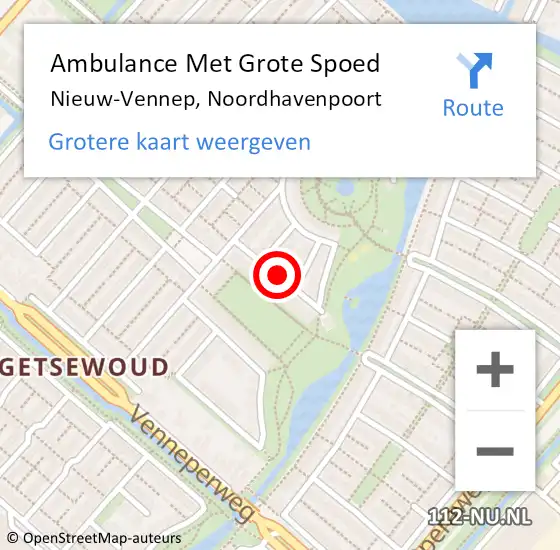 Locatie op kaart van de 112 melding: Ambulance Met Grote Spoed Naar Nieuw-Vennep, Noordhavenpoort op 30 november 2020 00:00