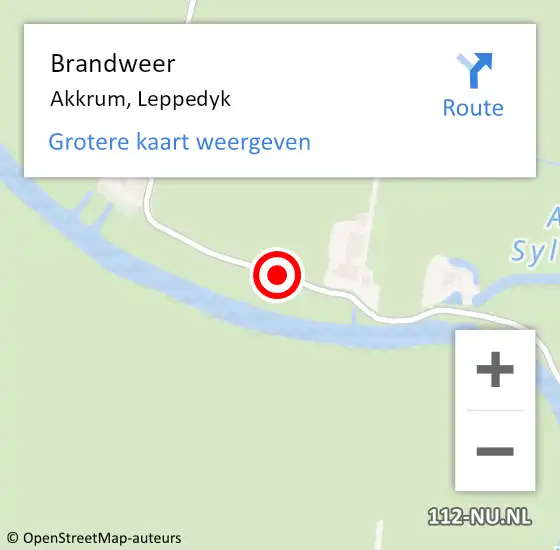 Locatie op kaart van de 112 melding: Brandweer Akkrum, Leppedyk op 30 november 2020 00:25