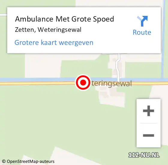 Locatie op kaart van de 112 melding: Ambulance Met Grote Spoed Naar Zetten, Weteringsewal op 30 november 2020 01:25