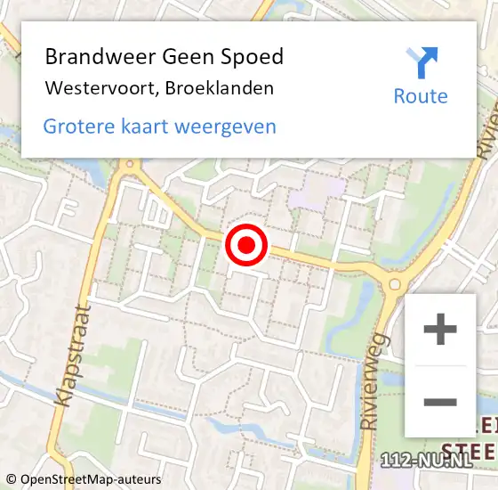 Locatie op kaart van de 112 melding: Brandweer Geen Spoed Naar Westervoort, Broeklanden op 30 november 2020 03:59