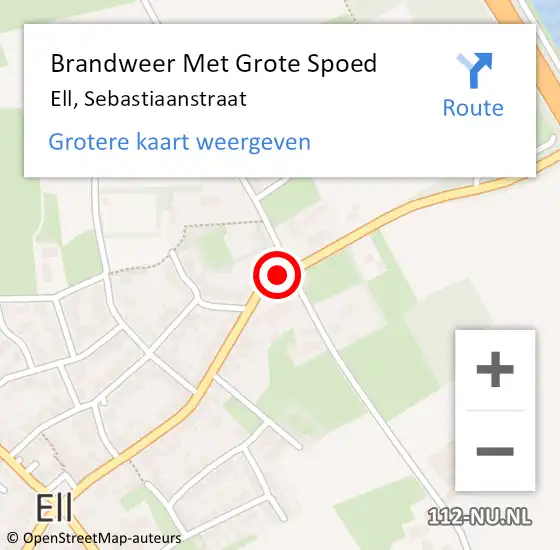 Locatie op kaart van de 112 melding: Brandweer Met Grote Spoed Naar Ell, Sebastiaanstraat op 30 november 2020 08:36