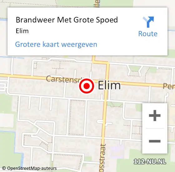 Locatie op kaart van de 112 melding: Brandweer Met Grote Spoed Naar Elim op 30 november 2020 08:52