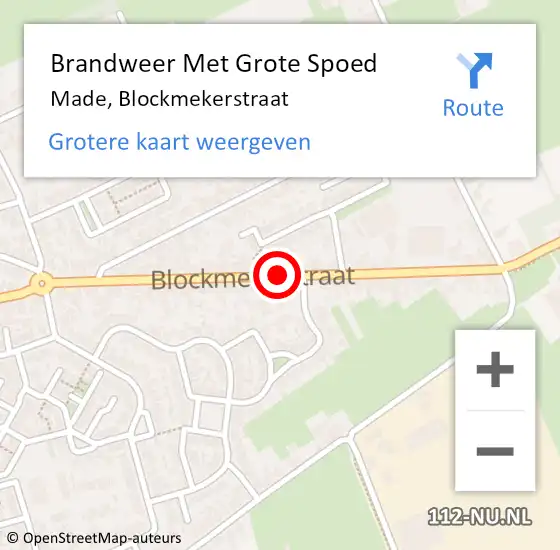 Locatie op kaart van de 112 melding: Brandweer Met Grote Spoed Naar Made, Blockmekerstraat op 30 november 2020 11:14