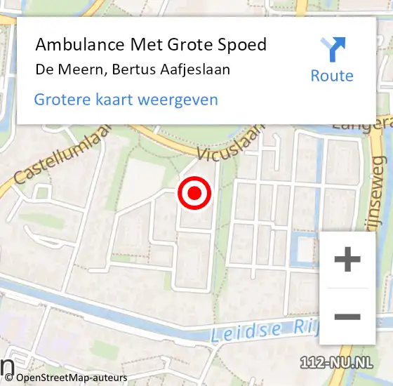 Locatie op kaart van de 112 melding: Ambulance Met Grote Spoed Naar De Meern, Bertus Aafjeslaan op 26 mei 2014 04:48