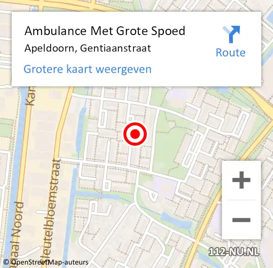 Locatie op kaart van de 112 melding: Ambulance Met Grote Spoed Naar Apeldoorn, Gentiaanstraat op 30 november 2020 12:31
