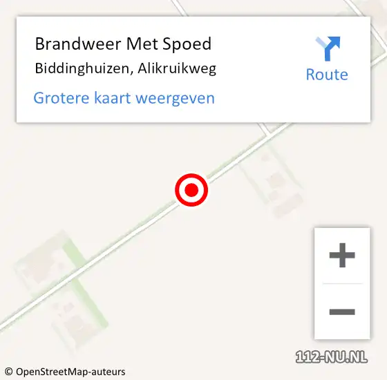 Locatie op kaart van de 112 melding: Brandweer Met Spoed Naar Biddinghuizen, Alikruikweg op 30 november 2020 12:52