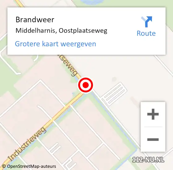 Locatie op kaart van de 112 melding: Brandweer Middelharnis, Oostplaatseweg op 30 november 2020 13:31