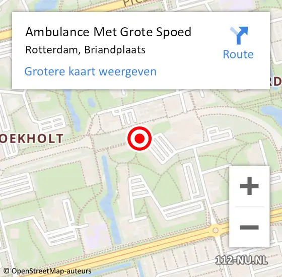 Locatie op kaart van de 112 melding: Ambulance Met Grote Spoed Naar Rotterdam, Briandplaats op 30 november 2020 13:57