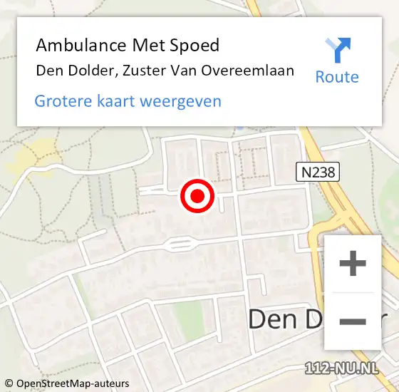 Locatie op kaart van de 112 melding: Ambulance Met Spoed Naar Den Dolder, Zuster Van Overeemlaan op 26 mei 2014 05:47