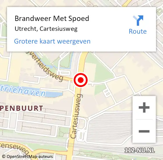 Locatie op kaart van de 112 melding: Brandweer Met Spoed Naar Utrecht, Cartesiusweg op 30 november 2020 14:29