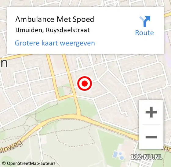 Locatie op kaart van de 112 melding: Ambulance Met Spoed Naar IJmuiden, Ruysdaelstraat op 30 november 2020 16:36