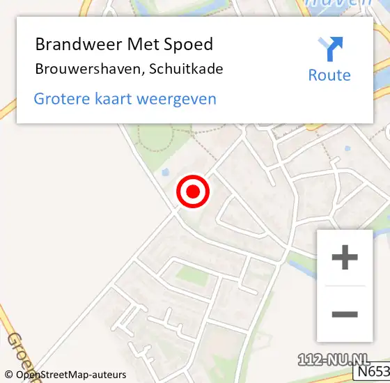 Locatie op kaart van de 112 melding: Brandweer Met Spoed Naar Brouwershaven, Schuitkade op 30 november 2020 16:57