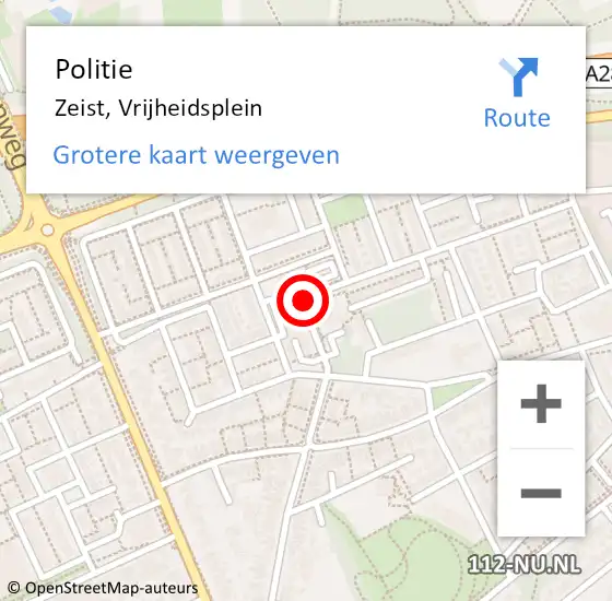 Locatie op kaart van de 112 melding: Politie Zeist, Vrijheidsplein op 30 november 2020 17:07