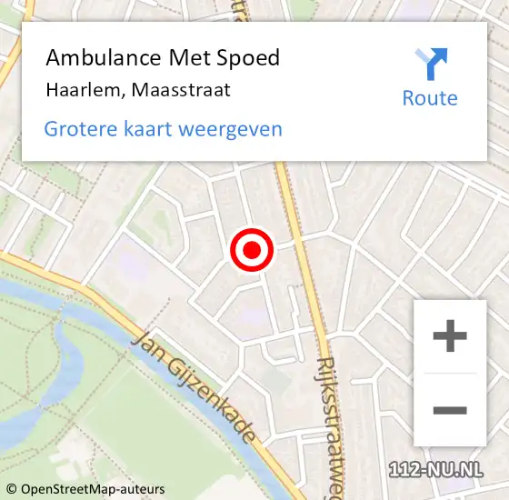 Locatie op kaart van de 112 melding: Ambulance Met Spoed Naar Haarlem, Maasstraat op 30 november 2020 17:20