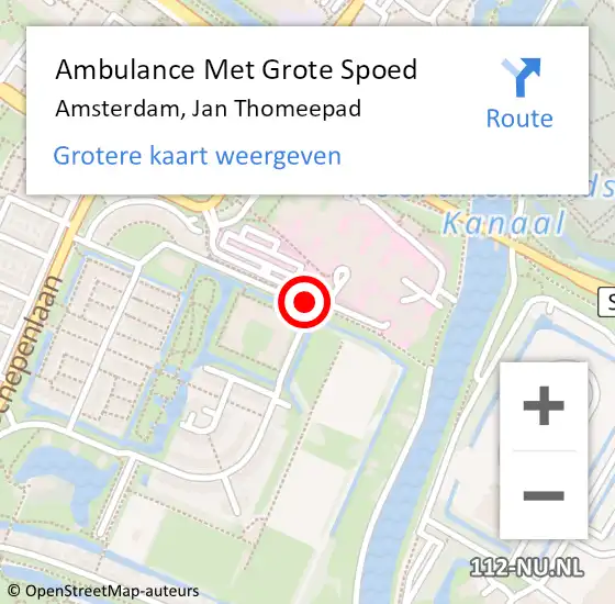 Locatie op kaart van de 112 melding: Ambulance Met Grote Spoed Naar Amsterdam, Jan Thomeepad op 30 november 2020 17:29