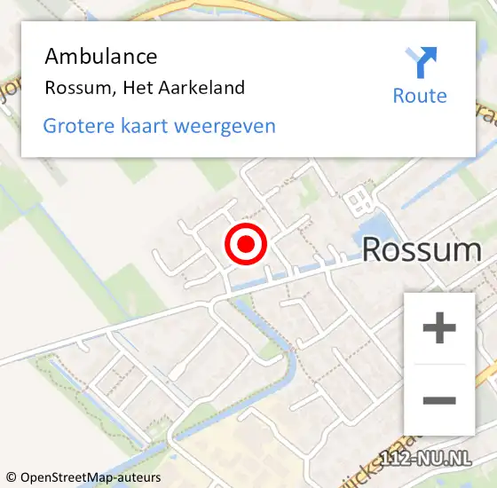 Locatie op kaart van de 112 melding: Ambulance Rossum, Het Aarkeland op 30 november 2020 17:43