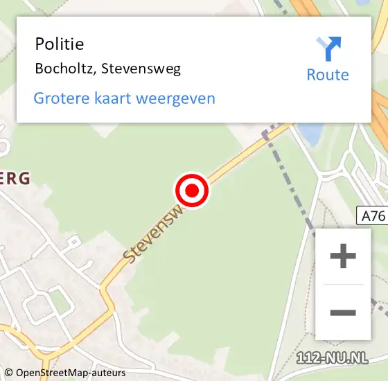 Locatie op kaart van de 112 melding: Politie Bocholtz, Stevensweg op 30 november 2020 17:44