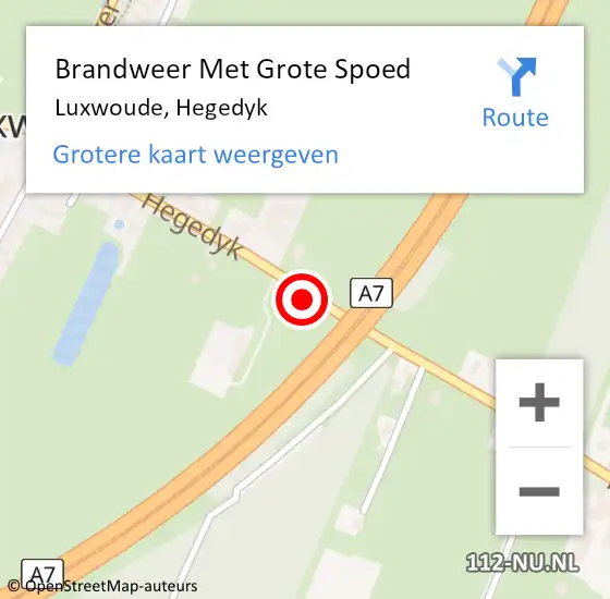 Locatie op kaart van de 112 melding: Brandweer Met Grote Spoed Naar Luxwoude, Hegedyk op 30 november 2020 18:37