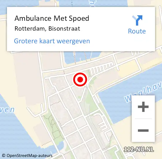 Locatie op kaart van de 112 melding: Ambulance Met Spoed Naar Rotterdam, Bisonstraat op 30 november 2020 19:29