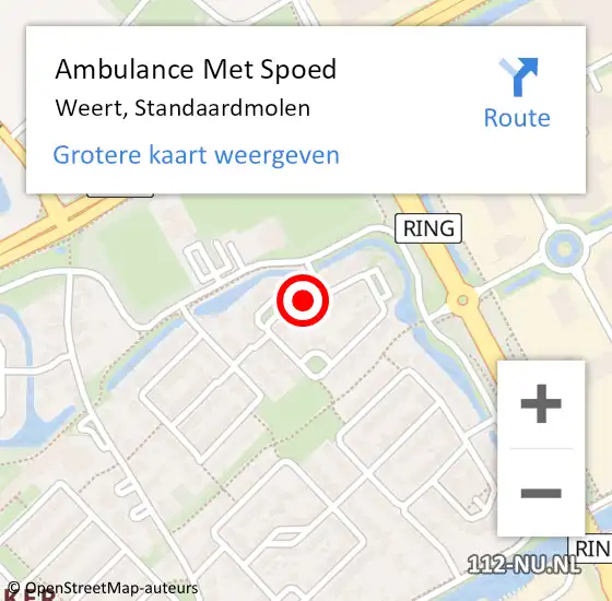 Locatie op kaart van de 112 melding: Ambulance Met Spoed Naar Weert, Standaardmolen op 30 november 2020 19:58