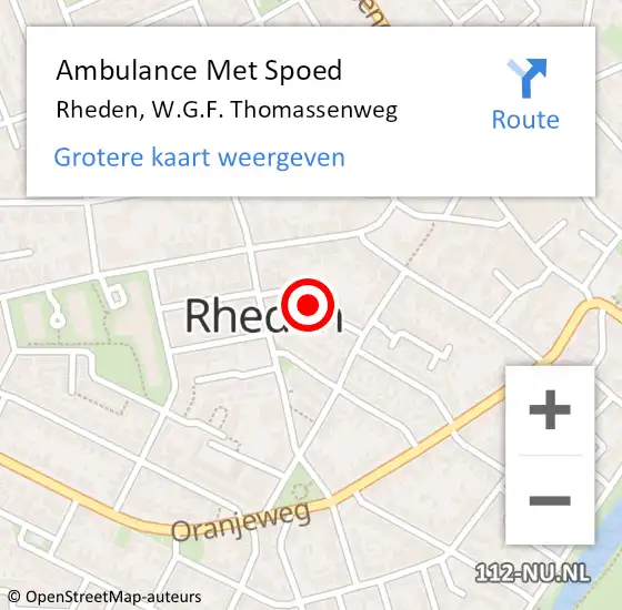 Locatie op kaart van de 112 melding: Ambulance Met Spoed Naar Rheden, W.G.F. Thomassenweg op 30 november 2020 20:06