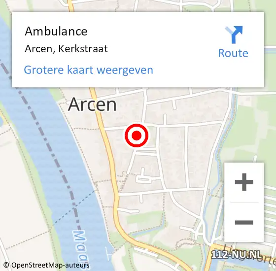 Locatie op kaart van de 112 melding: Ambulance Arcen, Kerkstraat op 30 november 2020 21:27