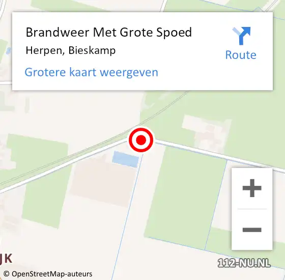 Locatie op kaart van de 112 melding: Brandweer Met Grote Spoed Naar Herpen, Bieskamp op 1 december 2020 05:18