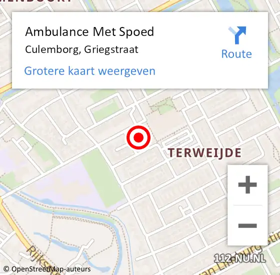 Locatie op kaart van de 112 melding: Ambulance Met Spoed Naar Culemborg, Griegstraat op 1 december 2020 06:28