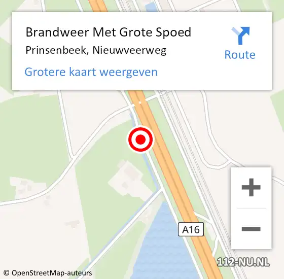 Locatie op kaart van de 112 melding: Brandweer Met Grote Spoed Naar Prinsenbeek, Nieuwveerweg op 1 december 2020 07:48