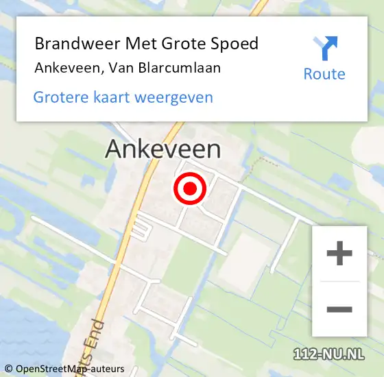 Locatie op kaart van de 112 melding: Brandweer Met Grote Spoed Naar Ankeveen, Van Blarcumlaan op 1 december 2020 08:12
