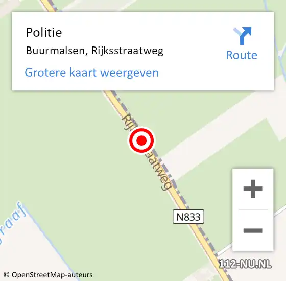 Locatie op kaart van de 112 melding: Politie Buurmalsen, Rijksstraatweg op 1 december 2020 08:59