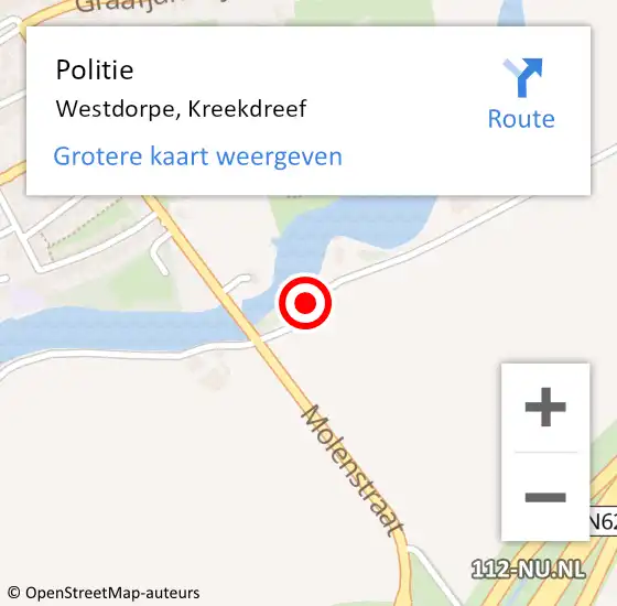 Locatie op kaart van de 112 melding: Politie Westdorpe, Kreekdreef op 1 december 2020 09:20