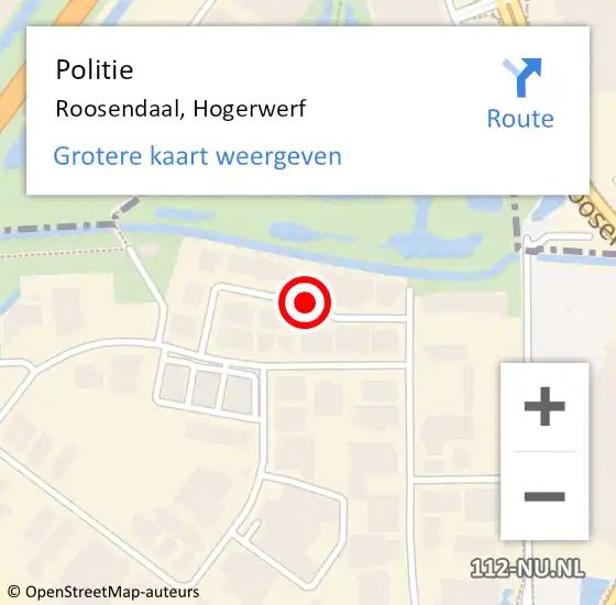 Locatie op kaart van de 112 melding: Politie Roosendaal, Hogerwerf op 1 december 2020 09:40