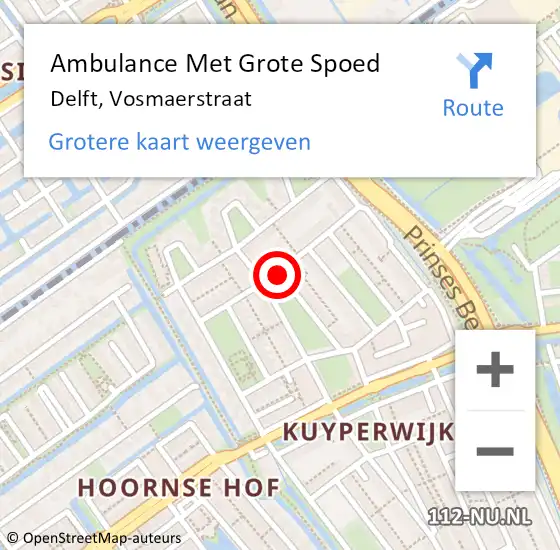 Locatie op kaart van de 112 melding: Ambulance Met Grote Spoed Naar Delft, Vosmaerstraat op 1 december 2020 10:15