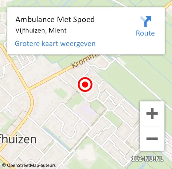 Locatie op kaart van de 112 melding: Ambulance Met Spoed Naar Vijfhuizen, Mient op 1 december 2020 11:18