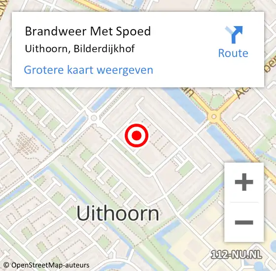 Locatie op kaart van de 112 melding: Brandweer Met Spoed Naar Uithoorn, Bilderdijkhof op 1 december 2020 11:31